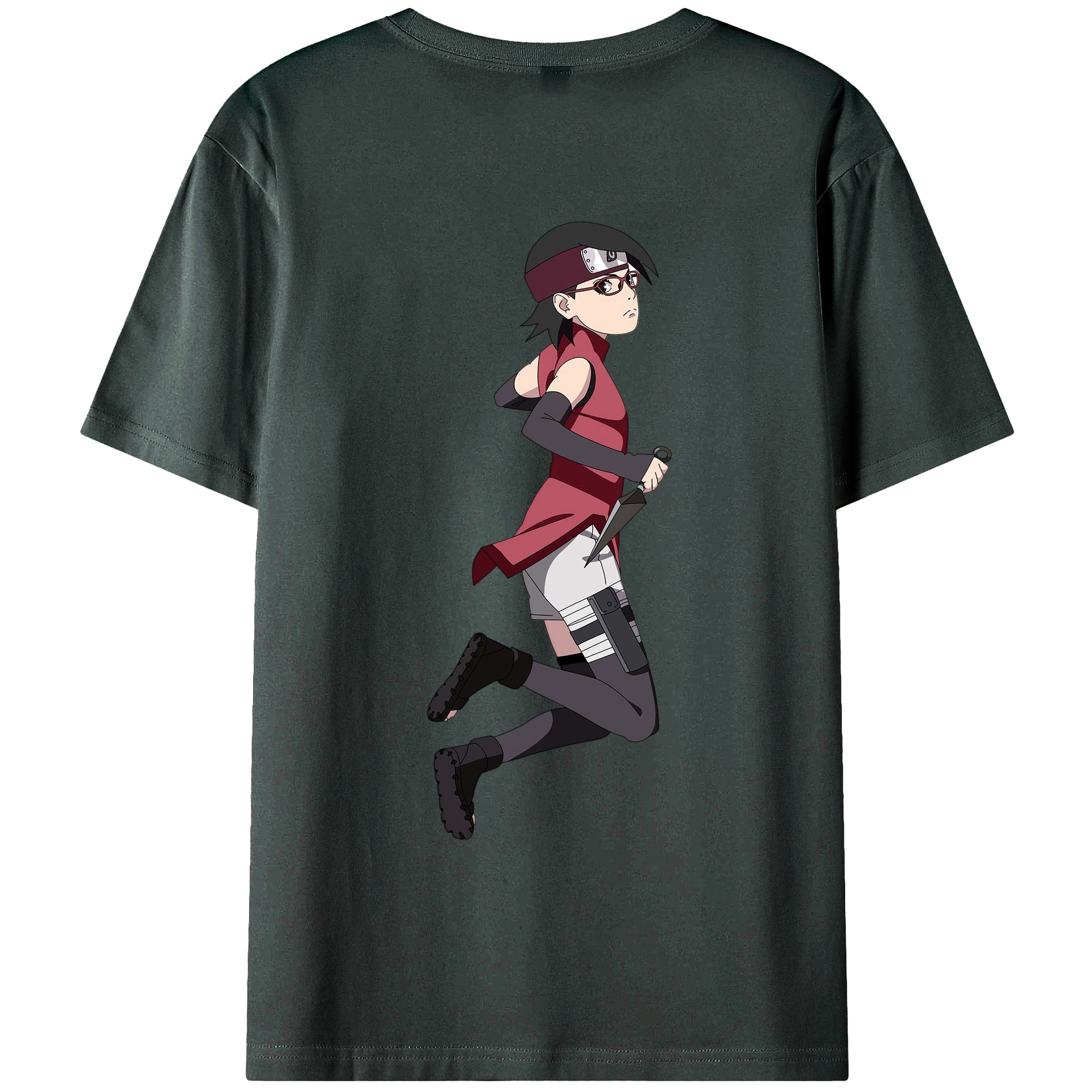 （画像用） NARUTO -ナルト- うちは サラダ Uchiha Sarada 綿100％ メンズ半袖Tシャツ（バックプリント） 通気性